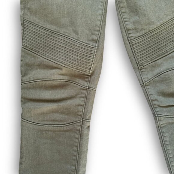 J. Crew Frankie Moto Style Skinny Stretch Denim Jeans in Olive Green Size 10 - Picture 2 of 3